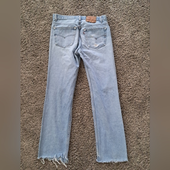 Thrashed Levis vintage hi waisted 501 90s distressed button fly jeans Women's 10 - Picture 4 of 15